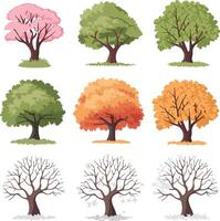 a series of different trees with different colors vector