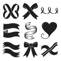 a collection of black and white images with a ribbon and a ribbon vector