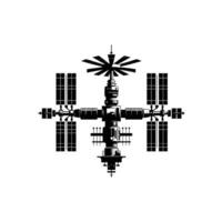 Silhouette of a Space Station for Celebrating Science Fiction Day, Space Week, and Educational Events vector