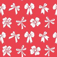 Seamless pattern bow on a red background. Illustration in retro hand drawn style vector