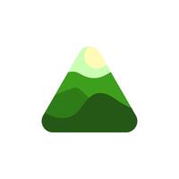 A triangle with green mountains and sun vector