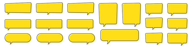Yellow speech bubbles set. Chat bubble, quote background, message box. vector