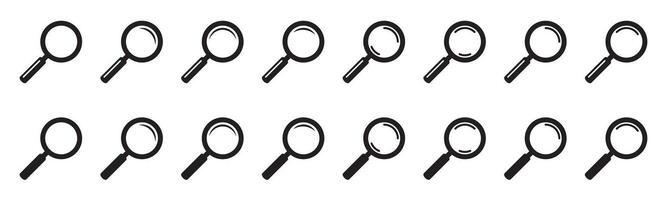 Magnifying glass icons set, magnifier or loupe icon. vector
