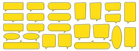 Chat bubble in yellow, speech bubble, message box set. Yellow quote background. vector