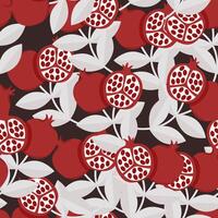 Seamless pattern of pomegranate fruits on a dark background vector