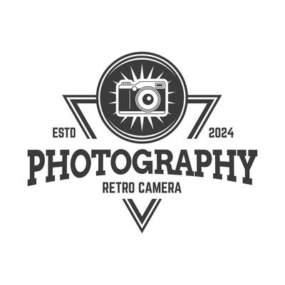 Retro camera logo template, vintage retro camera logo, retro camera badge, retro camera badge,