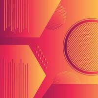 Trendy futuristic rectangle square Line shapes Orange gradient abstract background. Geometric texture with seamless patterns vector