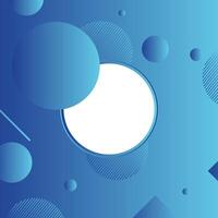 Blue gradient abstract background with fluid Circle and white Frame geometric shape. vector