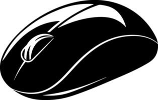 black illustration of a computer mouse without background vector