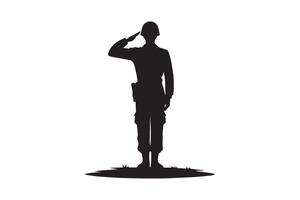 Silhouette of a soldier saluting on a white background vector