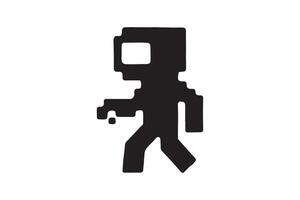 A pixel style man with a gun and a knife vector