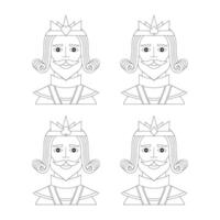 A set of black and white images of the king of all stripes on a white background. vector
