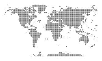 Realistic Squire Dotted World Map Design Just in Simple Global Map Silhouette Pattern Map vector
