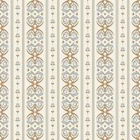 Abstract geometric seamless pattern with damask elements. Vertical stripes. Beige background in vintage and retro style. Print for interior design, wallpaper and fabric. vector
