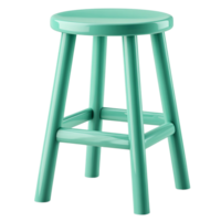 A stylish, modern stool in vibrant teal color, isolated on transparent background. png