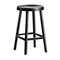 A sleek black stool with a round seat and sturdy legs, isolated on transparent background. png