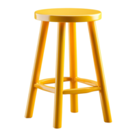 A vibrant yellow stool with a round top and wooden legs, perfect for adding a pop of color to any space., isolated on transparent background. png
