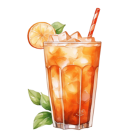 Refreshing iced tea drink with lemon, mint, and ice cubes isolate on transparent background png