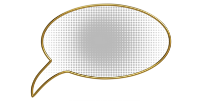 round type of 3D chat bubble with golden edge rendering for online live chat design element png