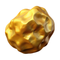 Gold nugget plastic style render 3d icon isolated on transparent background cutout png