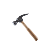 Durable hammer made of metal with a smooth wooden handle showcased on a clear canvas png