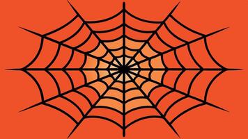 A black spider web against a bright orange background, symbolizing Halloween and autumn, creating a spooky atmosphere in the festive season vector
