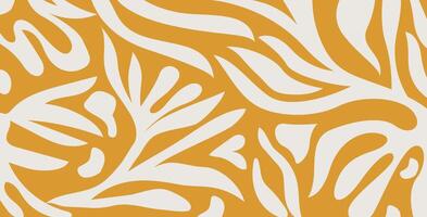 Simple abstract contemporary seamless pattern. Hand-drawn flower and leaf shape textures. Repeatable vibrant boho prints. vector