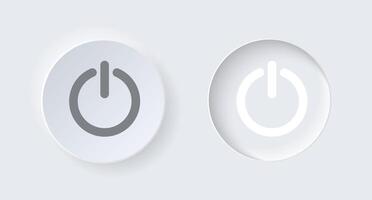 Neumorphic round on and off button for interface application or web design. Simple elegant luxury neumorphism trendy designs element UI components isolated on white background. vector