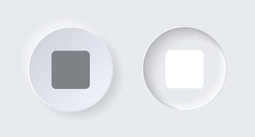 Neumorphic round on and off button for interface application or web design. Simple elegant luxury neumorphism trendy designs element UI components isolated on white background. vector