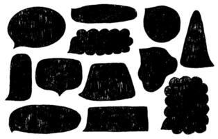 Set of Speech Bubble Crayon style. Black talk frame on an isolated background vector