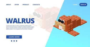 Web template with a walrus. vector