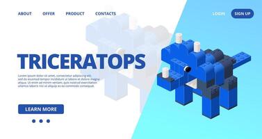 Web template with a triceratops. vector