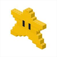 Star in isometric view assembled from plastic blocks. vector