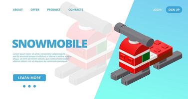 Web template with a snowmobile. vector