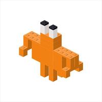 Crab in isometric view assembled from plastic blocks. illustration vector