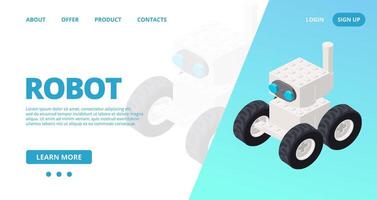 Web template with a white robot. vector