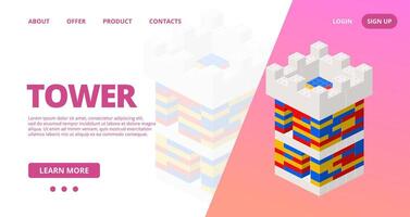 Web template with a tower. vector