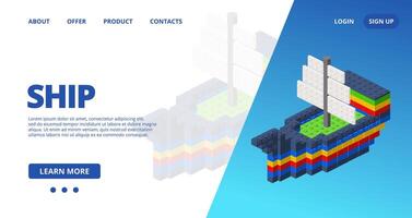 Web template with a ship. vector