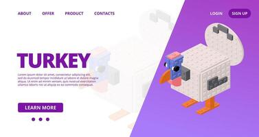Web template with a turkey. vector