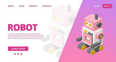 Web template with a retro robot. vector