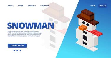 Web template with a snowman. vector