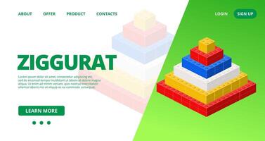 Web template with a ziggurat. vector