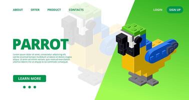 Web template with a parrot. vector