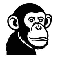 Monochrome Profile of a Thoughtful Monkey vector
