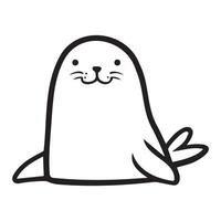 Cute Cartoon Seal with Simple Lines and Expression vector