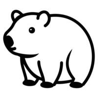 Simple and Cute Illustration of a Wombat vector