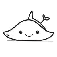 Cute Cartoon Stingray Character in Simple Style vector