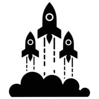 Rocket Launches with Clouds for Creative Projects vector