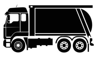 Side View of a Simple Black Garbage Truck vector