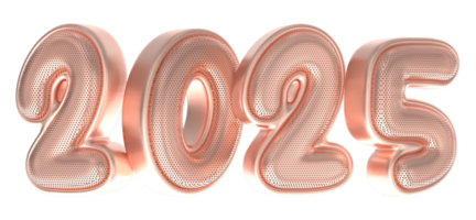 Happy New Year Number 2025 Copper Polished 3D Render png